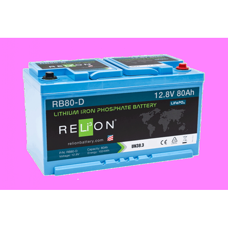 RELiON 12.8V 80Ah DIN 4SC LiFePO4 Battery REL-RB80-D